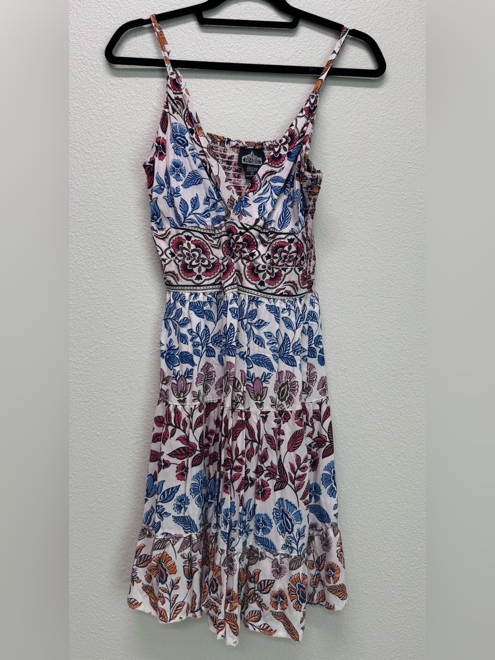 NWT Angie White Mini Dress with Blue and Pink Floral Print,Various Sizes